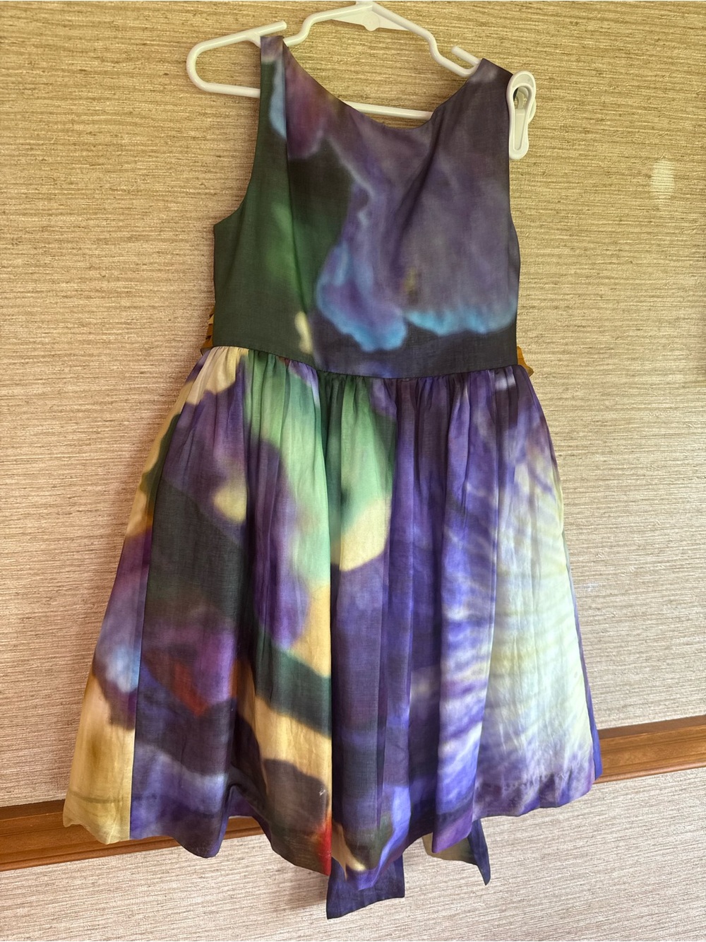 Oscar de la Renta Girls' Multicolor Watercolor Party Dress